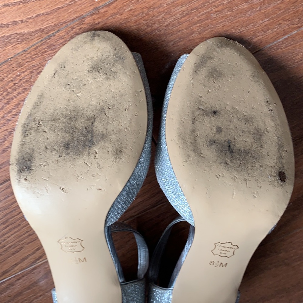 I. Miller Silver Glittery Ankle Strap Peep Toe Heels Prom Wedding Bridal 8.5 - Picture 14 of 16